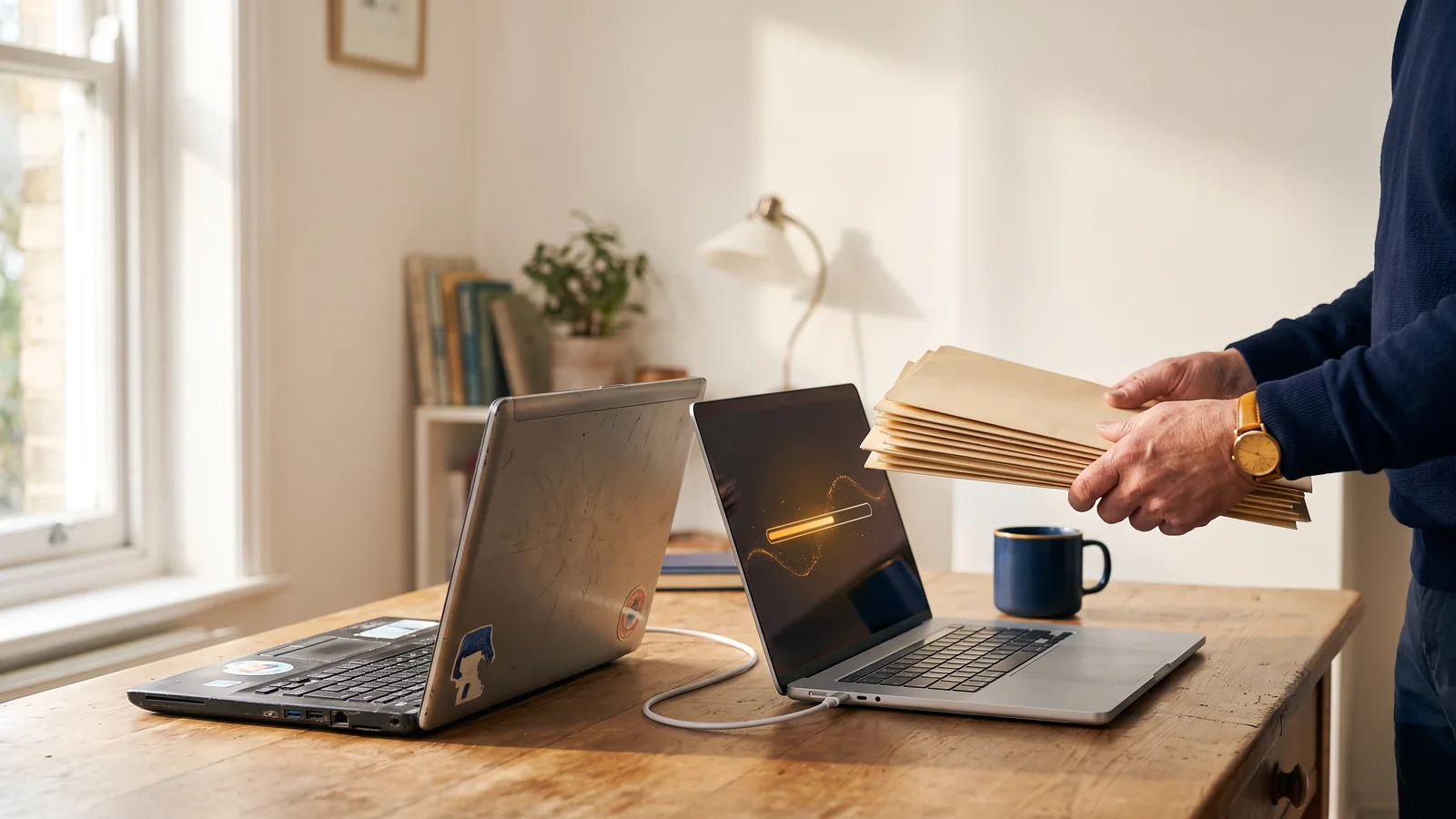 Transferring files and settings from an old PC to a new laptop